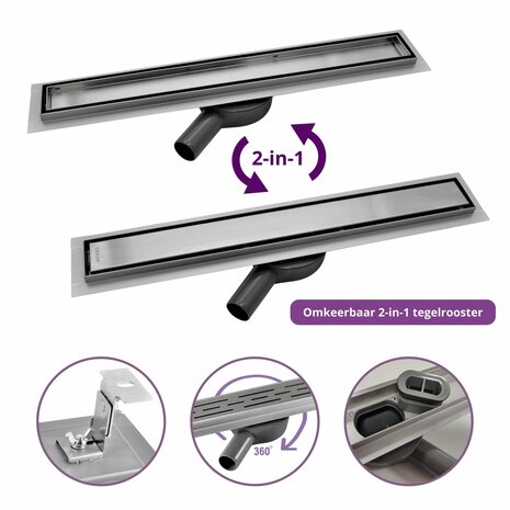 CityLine douchegoot 50 cm met flens en 360 &deg; draaibare sifon