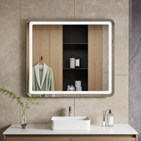 Moderne Badkamer Spiegel  &quot;Bosa&quot; - 80 x 90 cm - LED &amp; Anti-condens
