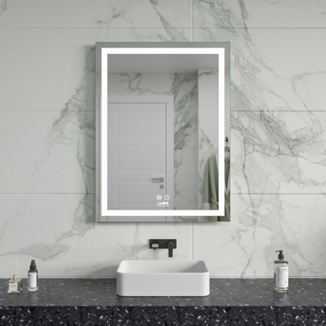 Moderne Badkamer Spiegel  &quot;Ottana&quot; - 80 x 60 cm - LED &amp; Anti-condens
