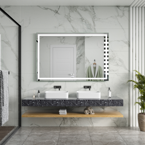Moderne Badkamer Spiegel  &quot;Ottana&quot; - 80 x 120 cm - LED &amp; Anti-condens