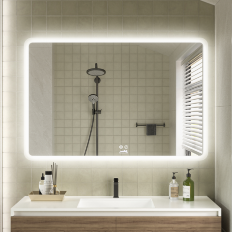 Moderne Badkamer Spiegel  &quot;Alghero&quot; - 80 x 120 cm - LED &amp; Anti-condens